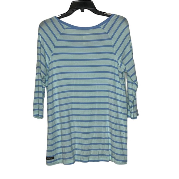 Matilda Jane T-Shirt Size Small Blue Striped Stretch Blend Womens 3/4 Sleeve - Picture 7 of 8